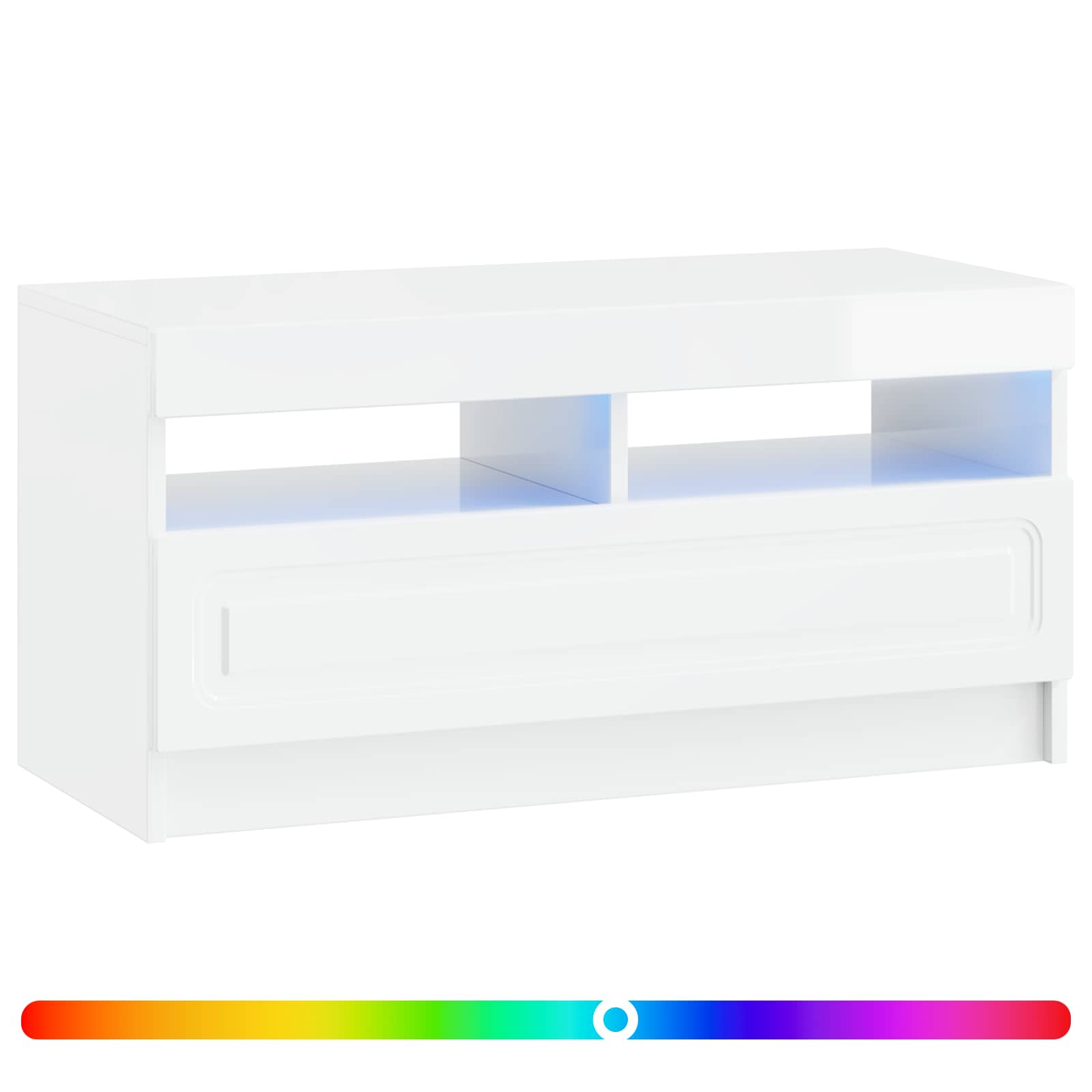 LED TV-kaappi Korkeakiiltoinen valkoinen Tekninen puu - Image 2