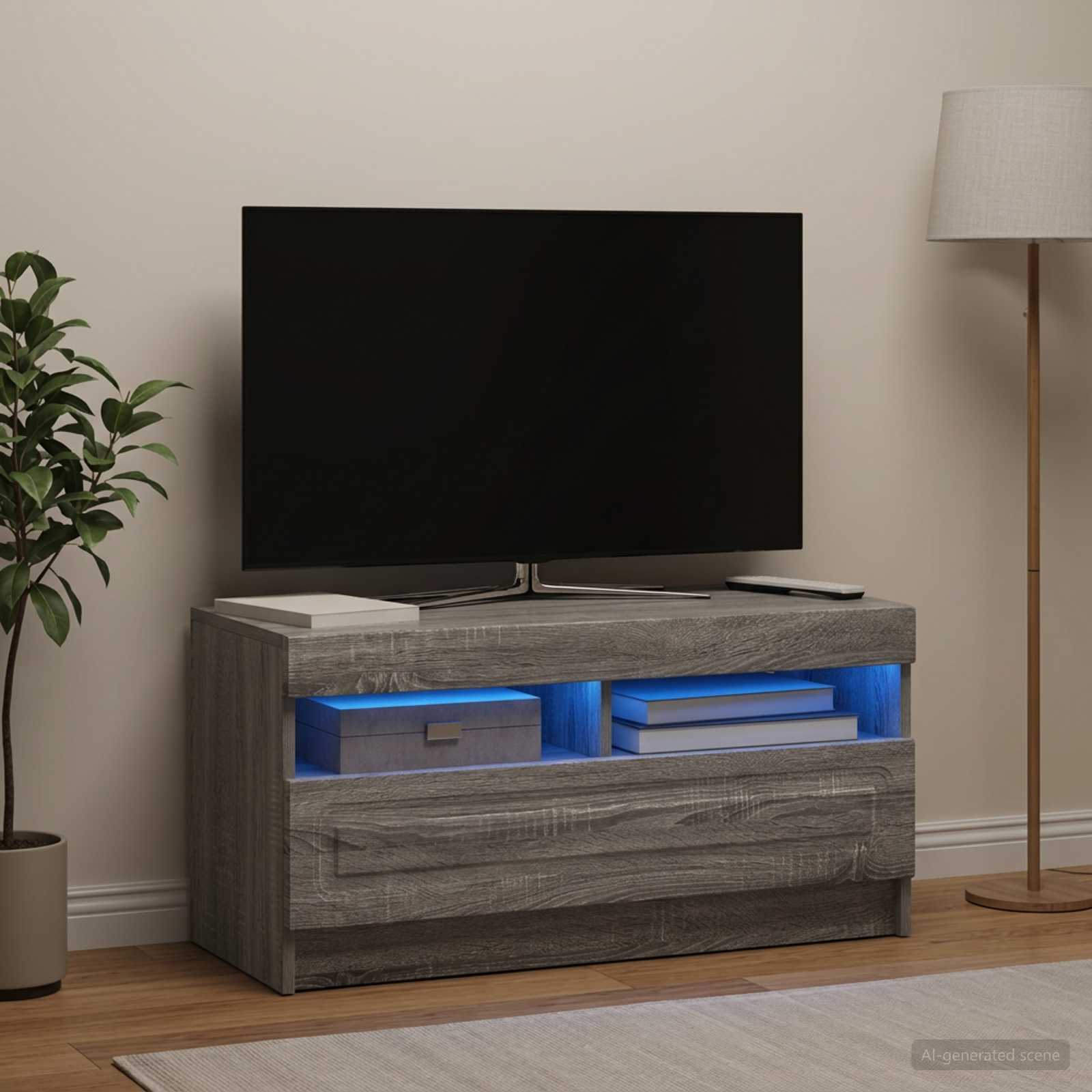LED TV omarica Siva Sonoma Inženirski les