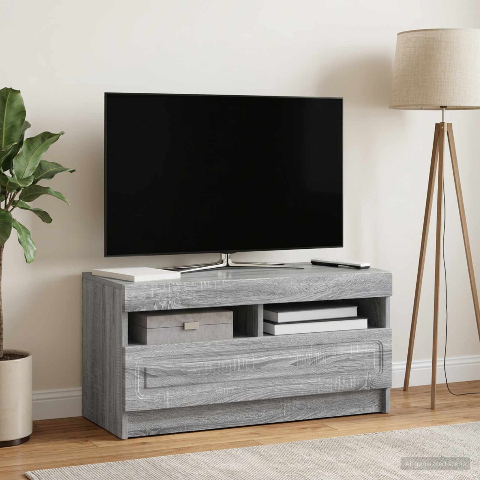LED TV-kaappi Harmaa Sonoma Tekninen puu
