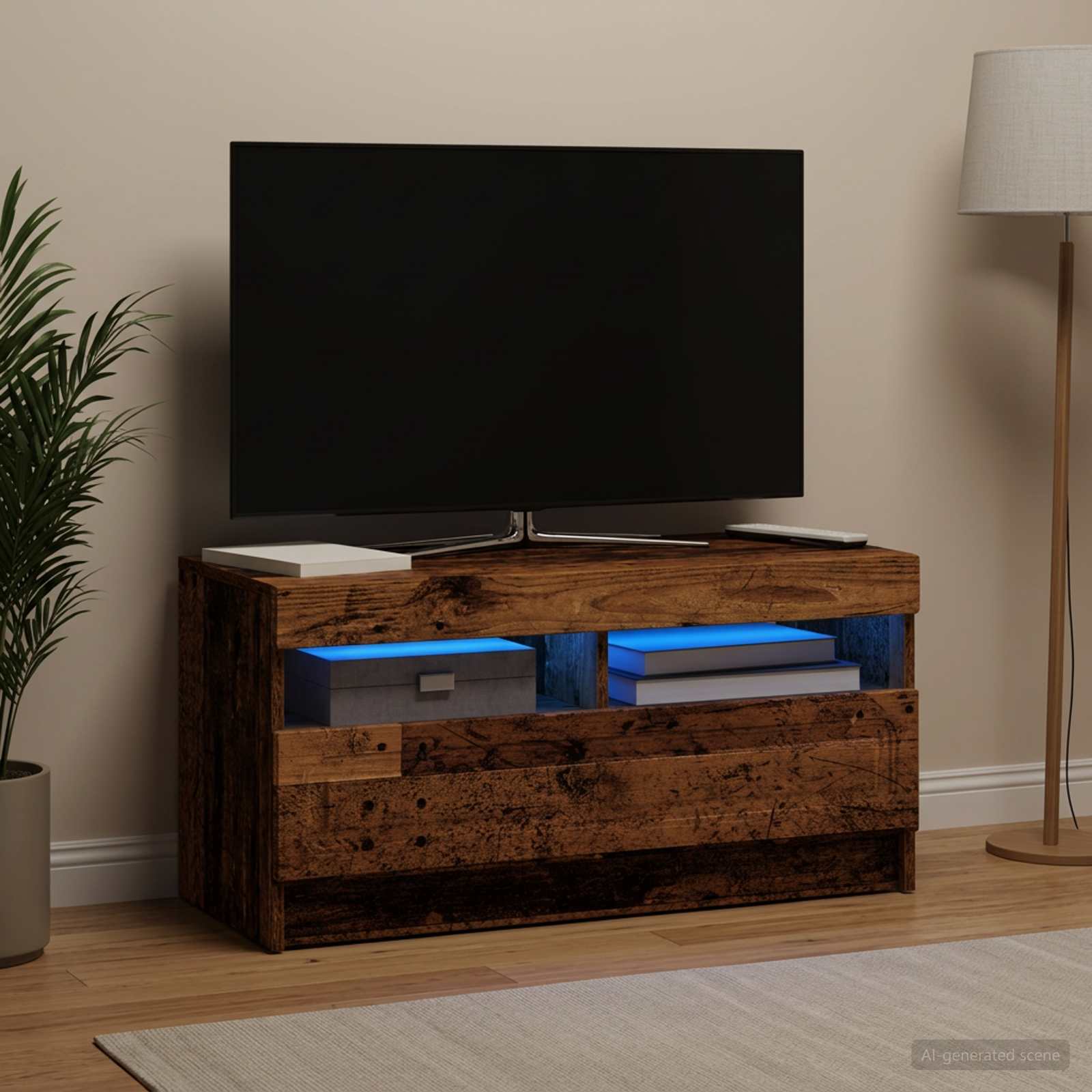 LED TV-kaappi Vanha puu Tekninen puu