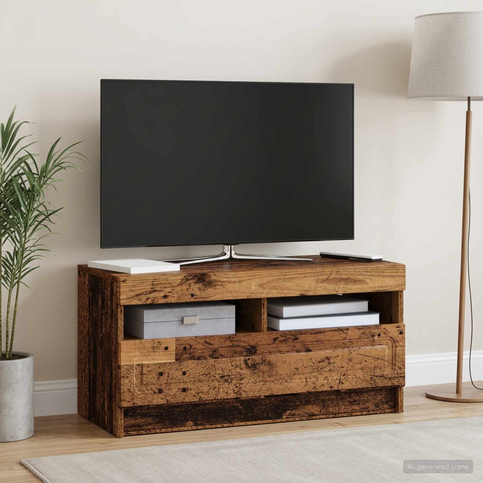 LED TV-kaappi Vanha puu Tekninen puu - Image 4