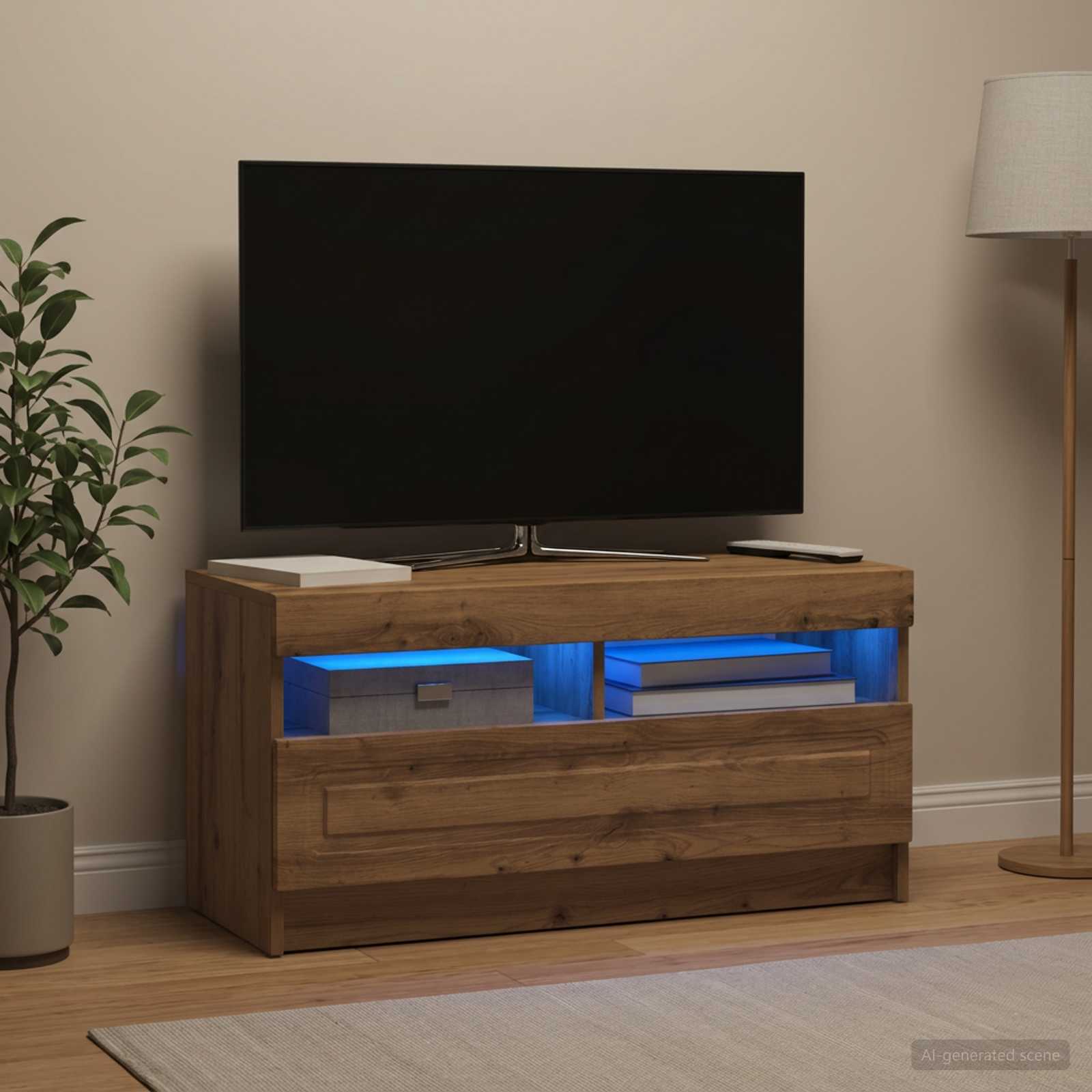 LED TV-kaappi Artisaanitammi Tekninen puu - Image 4