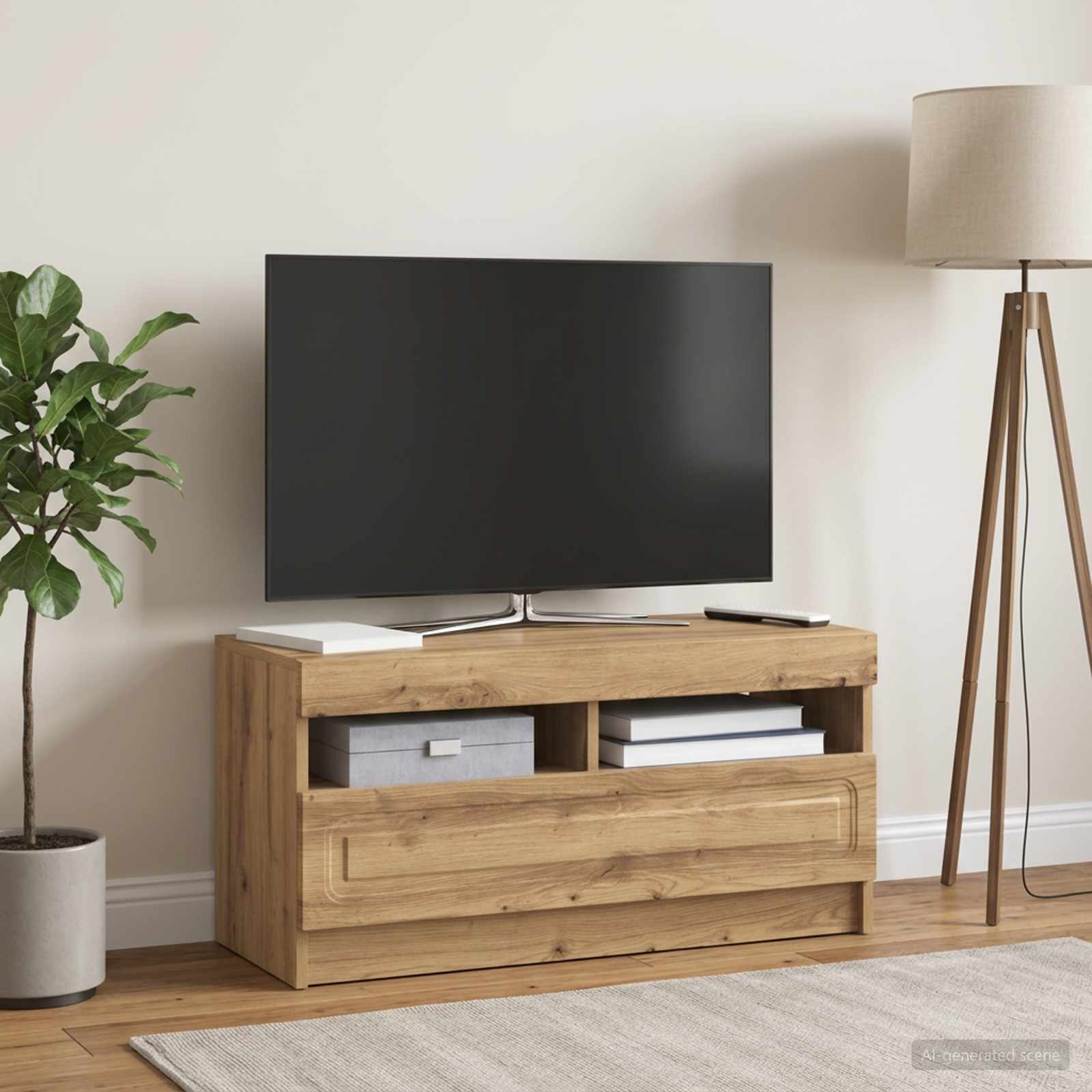 LED TV-kaappi Artisaanitammi Tekninen puu
