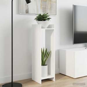 Stojalo za rastline s polico 2 pcs Bela 30 x 30 x 100 cm