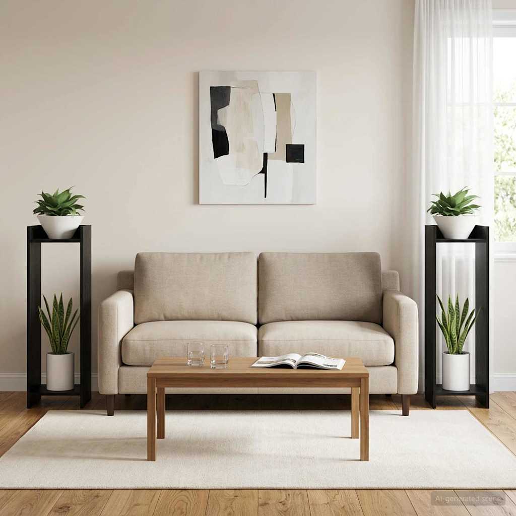Stojan na rostliny s policí 2 pcs Černý Dub 30 x 30 x 100 cm