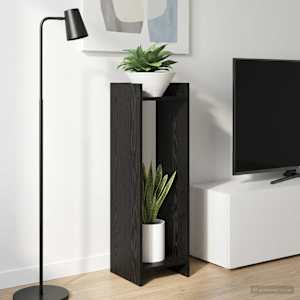 Stojalo za rastline s polico 2 pcs Črni Hrast 30 x 30 x 100 cm