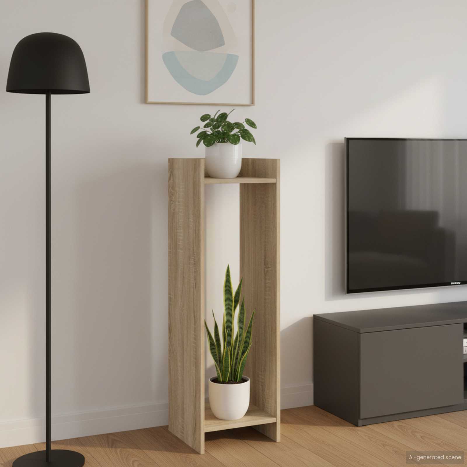 Plantenstandaard Sonoma Eiken 30 x 30 x 100 cm Bewerkt hout image 1