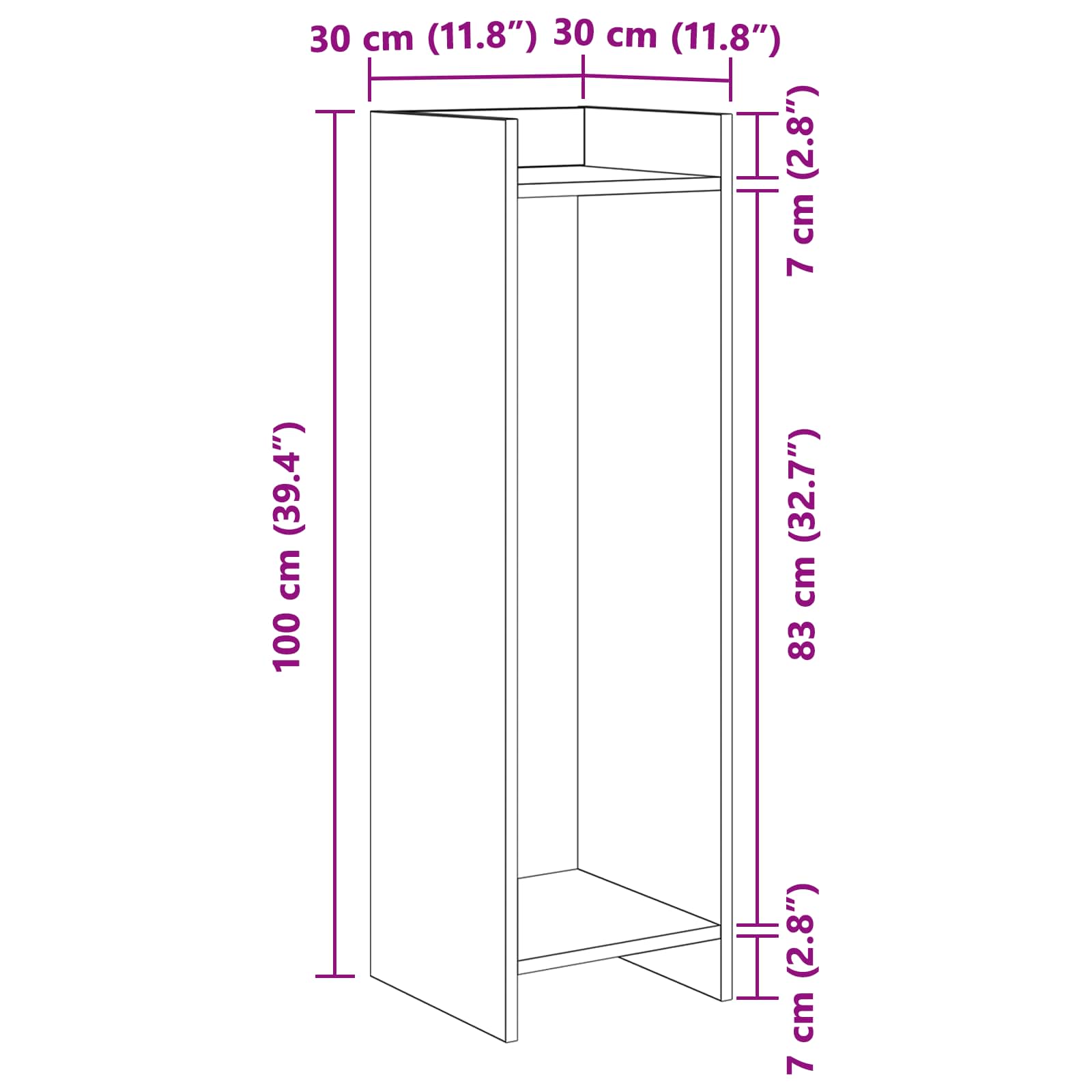 Plantenstandaard Sonoma Eiken 30 x 30 x 100 cm Bewerkt hout image 9