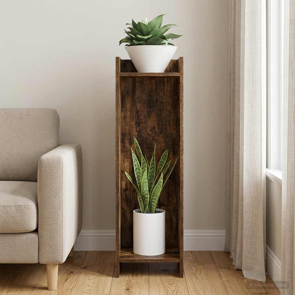 Stojan na rostliny Uzený Dub 30 x 30 x 100 cm Dřevěný materiál