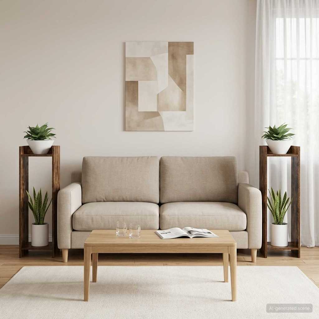Stojan na rostliny s policí 2 pcs Uzený Dub 30 x 30 x 100 cm - obrázek 4