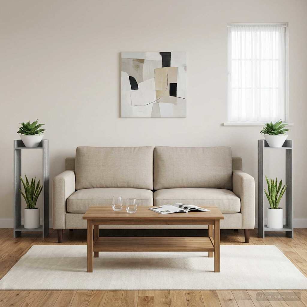 Stojan na rostliny s policí 2 pcs Šedá Sonoma 30 x 30 x 100 cm - obrázek 4