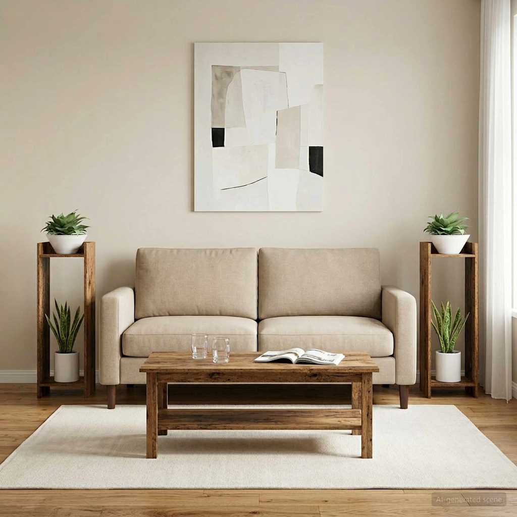 Stojan na rostliny s policí 2 pcs Staré dřevo 30 x 30 x 100 cm