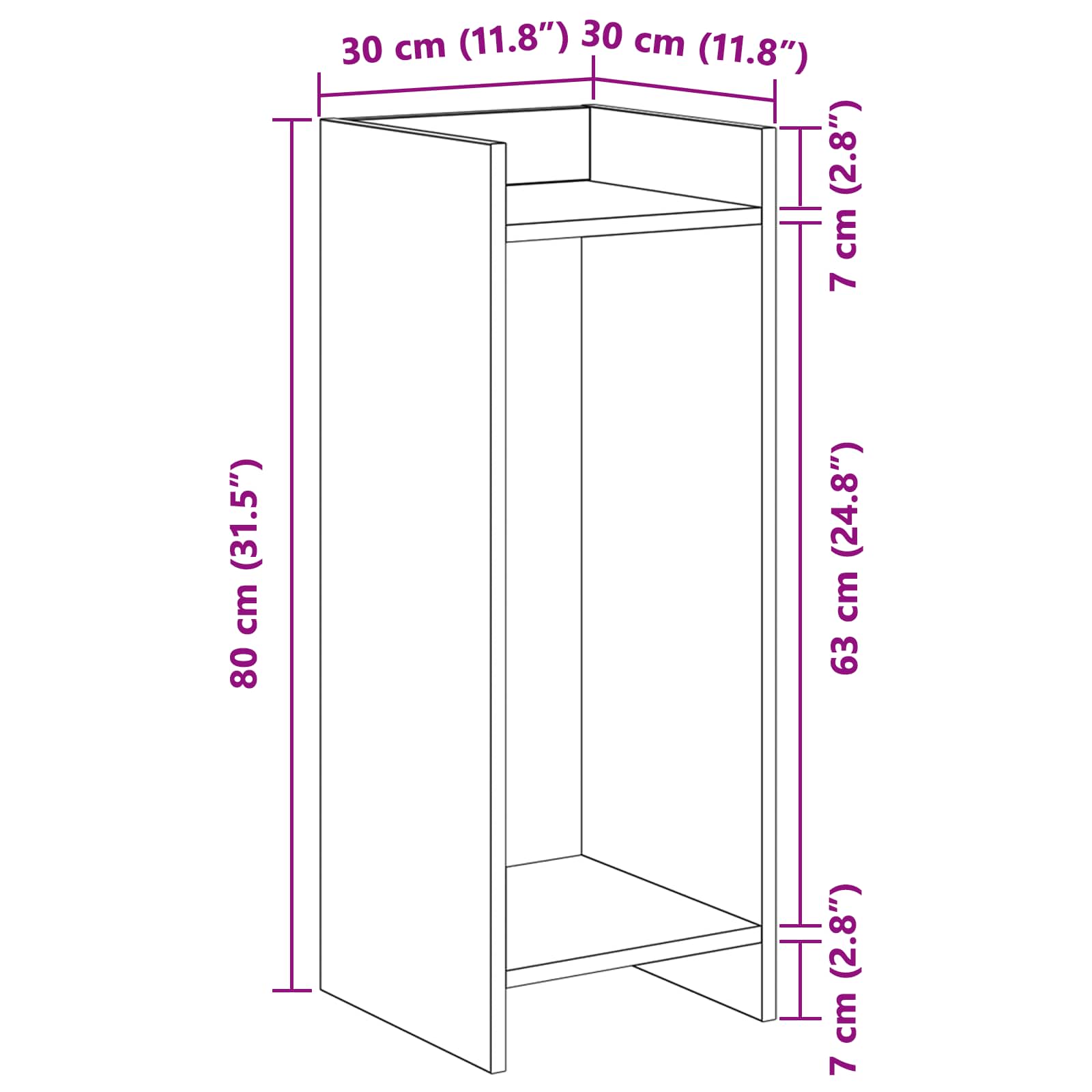 Plantenstandaard Wit 30 x 30 x 80 cm Geconstrueerd hout image 8