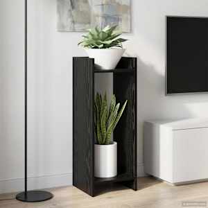Stojalo za rastline s polico 2 pcs Črni Hrast 30 x 30 x 80 cm