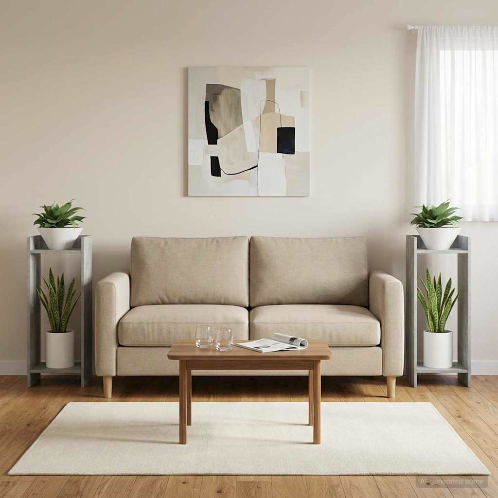 Stojan na rostliny s policí 2 pcs Betonově Šedá 30 x 30 x 80 cm - obrázek 4