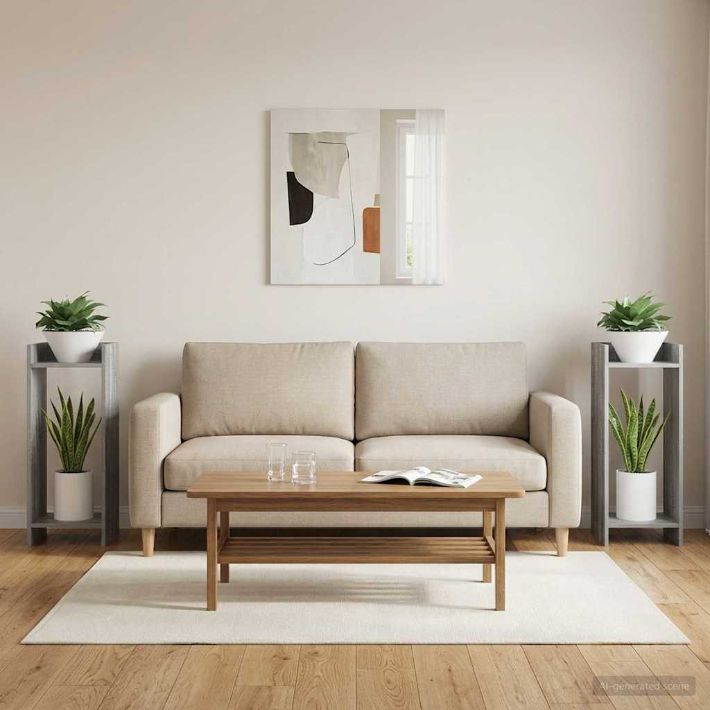 Stojan na rostliny s policí 2 pcs Šedá Sonoma 30 x 30 x 80 cm - obrázek 4