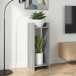 Stojalo za rastline s polico 2 pcs Siva Sonoma 30 x 30 x 80 cm