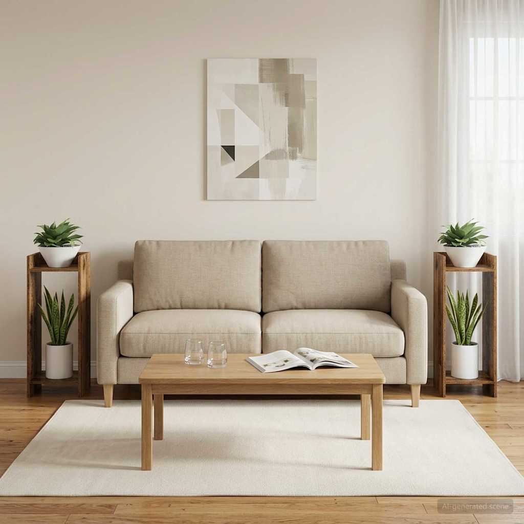 Stojan na rostliny s policí 2 pcs Staré dřevo 30 x 30 x 80 cm