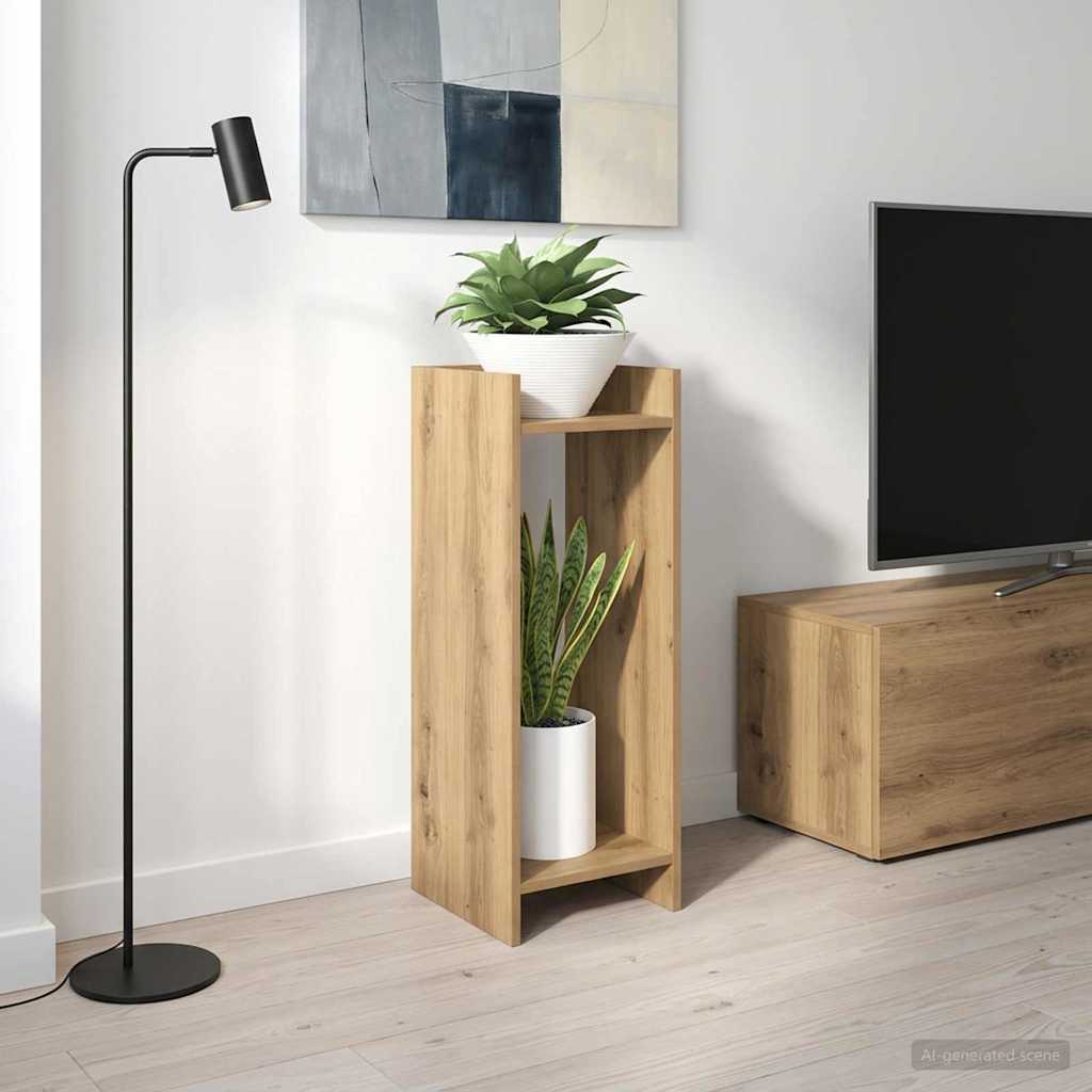 vidaXL Suport pentru plante cu raft Stejar Artizanal 30 x 30 x 80 cm