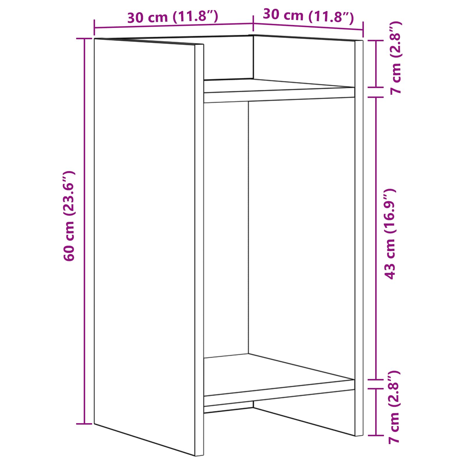 Plantenstandaard Wit 30 x 30 x 60 cm Geconstrueerd hout image 8