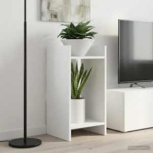 Stojalo za rastline s polico 2 pcs Bela 30 x 30 x 60 cm