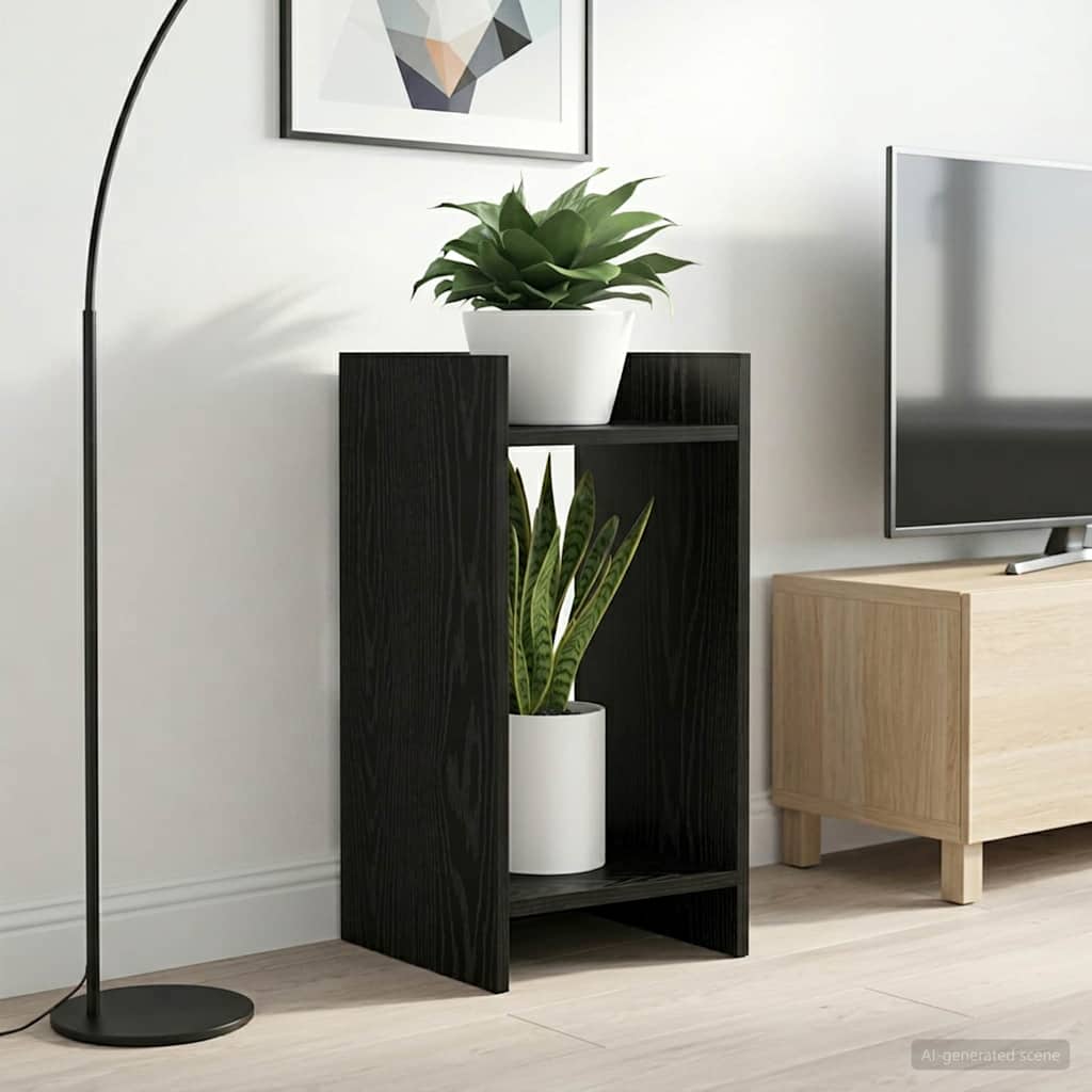 vidaXL Suport pentru plante cu raft Stejar Negru 30 x 30 x 60 cm