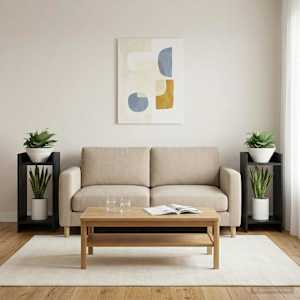 Stojalo za rastline s polico Črni Hrast 30 x 30 x 60 cm