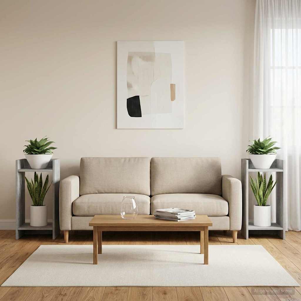 Stojan na rostliny s policí 2 pcs Betonově Šedá 30 x 30 x 60 cm