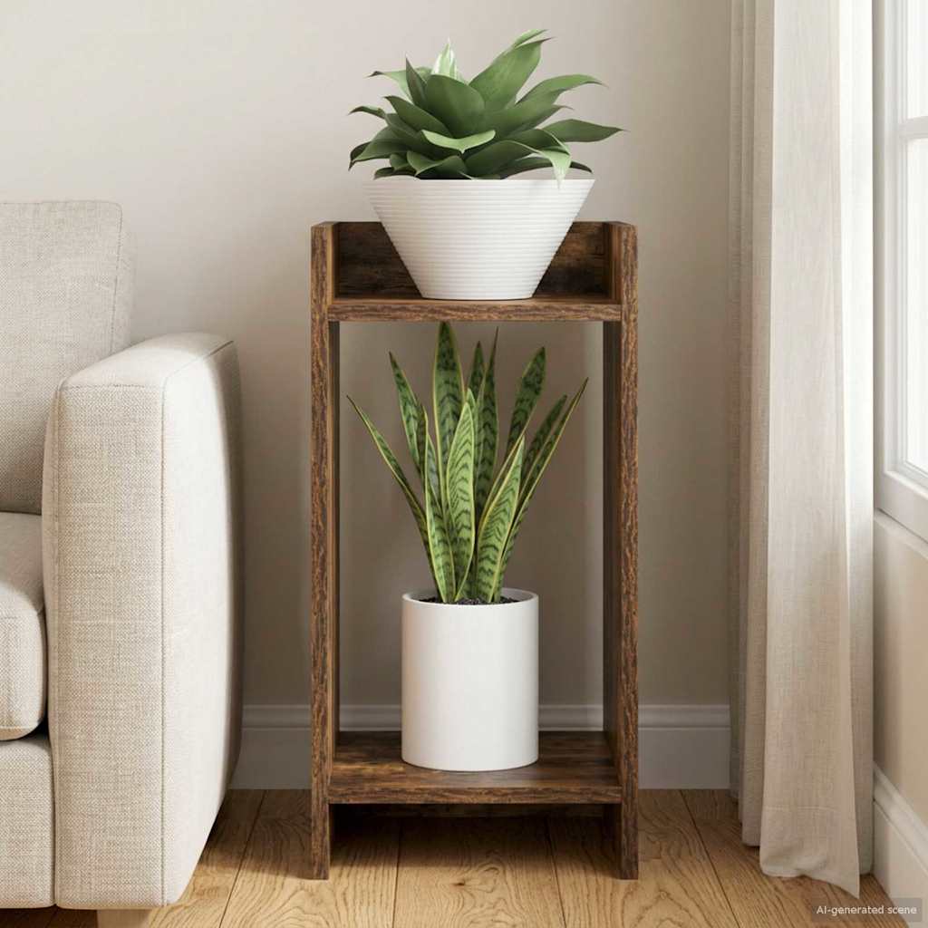 vidaXL Suport pentru plante cu raft Stejar Afumat 30 x 30 x 60 cm