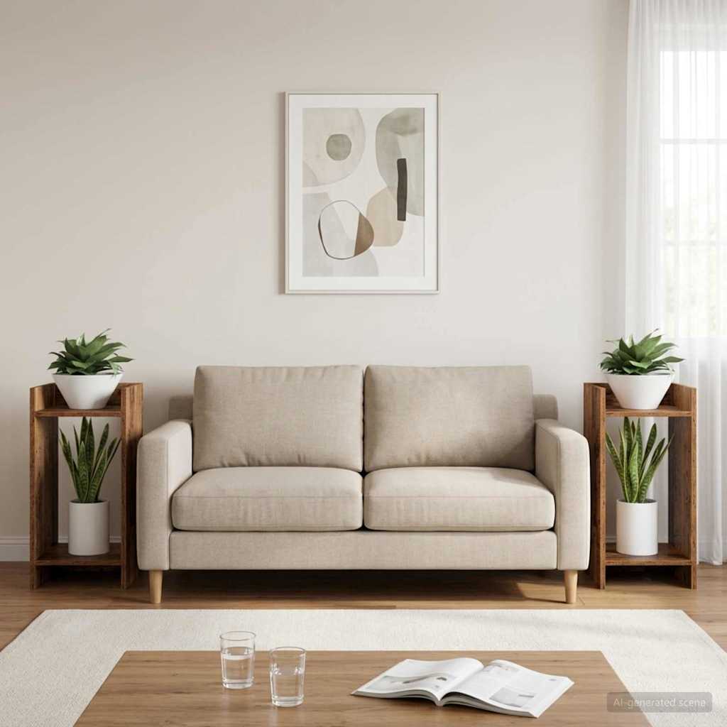 Stojan na rostliny s policí 2 pcs Staré dřevo 30 x 30 x 60 cm