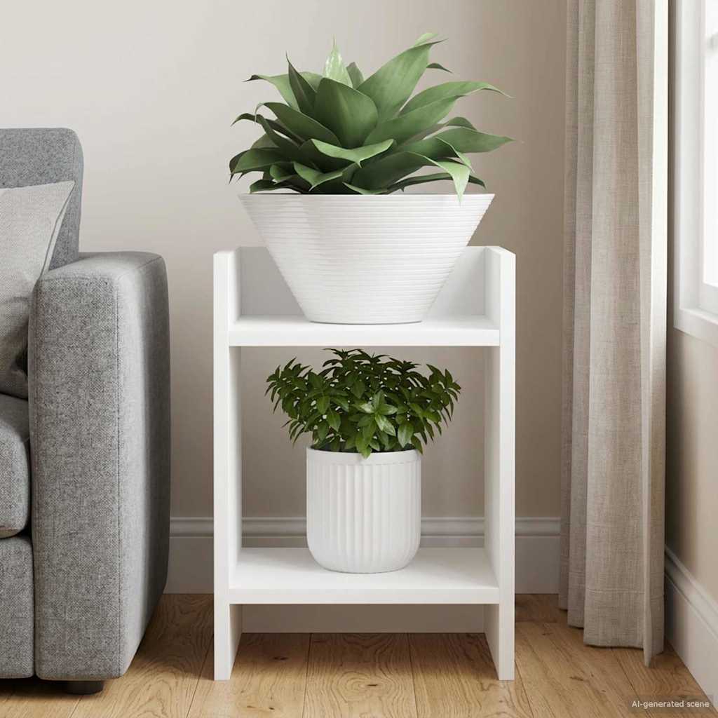 vidaXL Suport pentru plante cu raft Alb 30 x 30 x 40 cm Lemn prelucrat