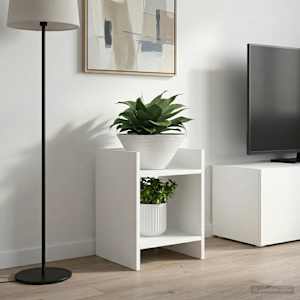 Stojalo za rastline s polico 2 pcs Bela 30 x 30 x 40 cm