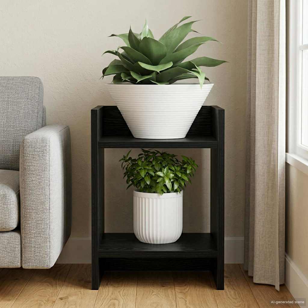 vidaXL Suport pentru plante cu raft Stejar Negru 30 x 30 x 40 cm