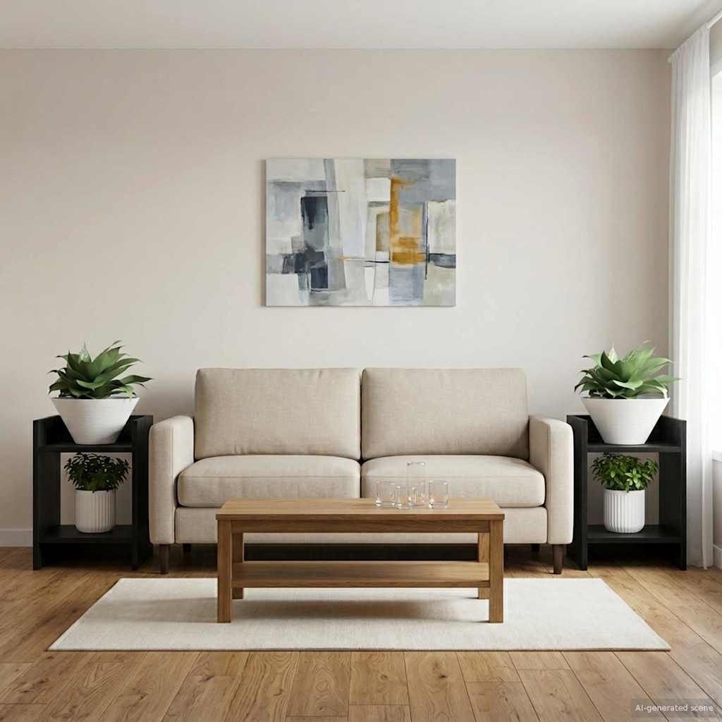 Stojalo za rastline s polico 2 pcs Črni Hrast 30 x 30 x 40 cm - slika 4