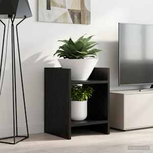 Stojalo za rastline s polico 2 pcs Črni Hrast 30 x 30 x 40 cm