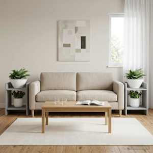Stojalo za rastline s polico 2 pcs Beton Siva 30 x 30 x 40 cm