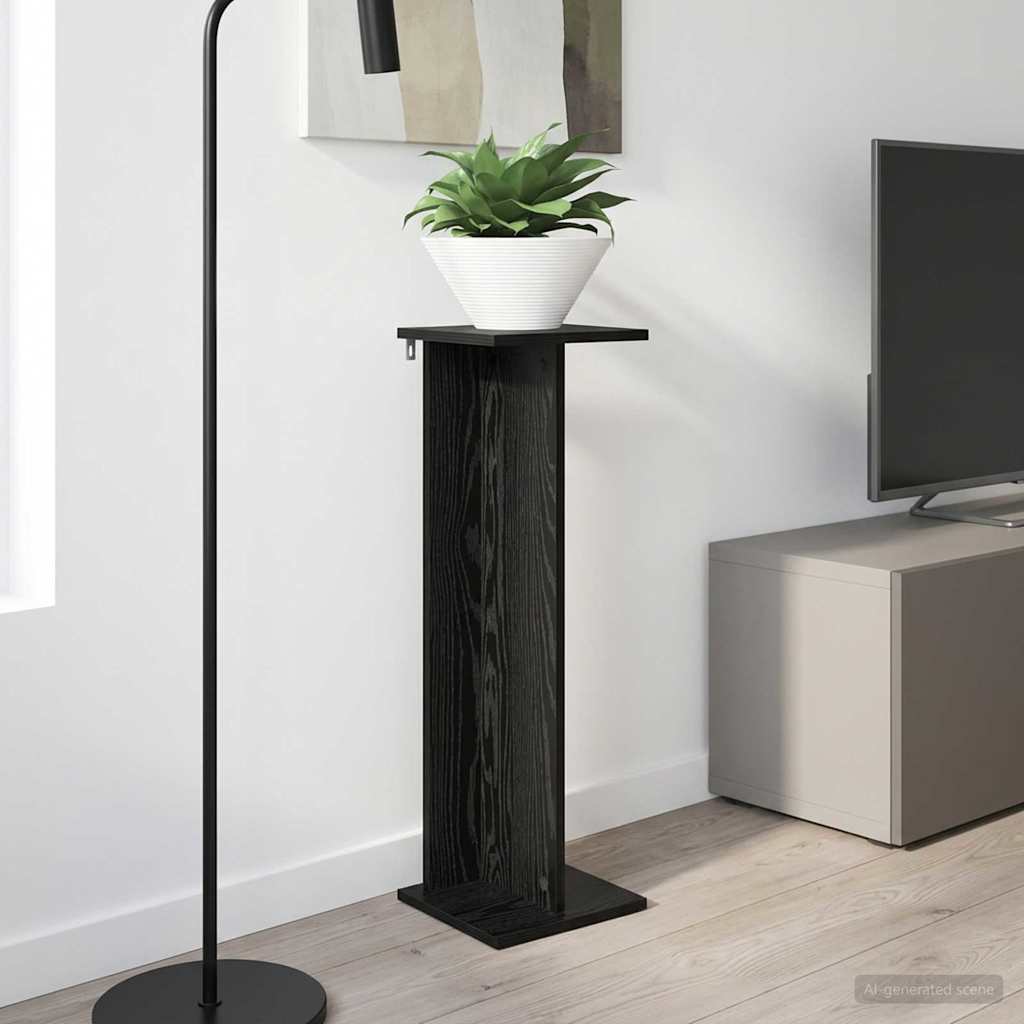 vidaXL Suport pentru plante Stejar Negru 25 x 25,5 x 80,5 cm