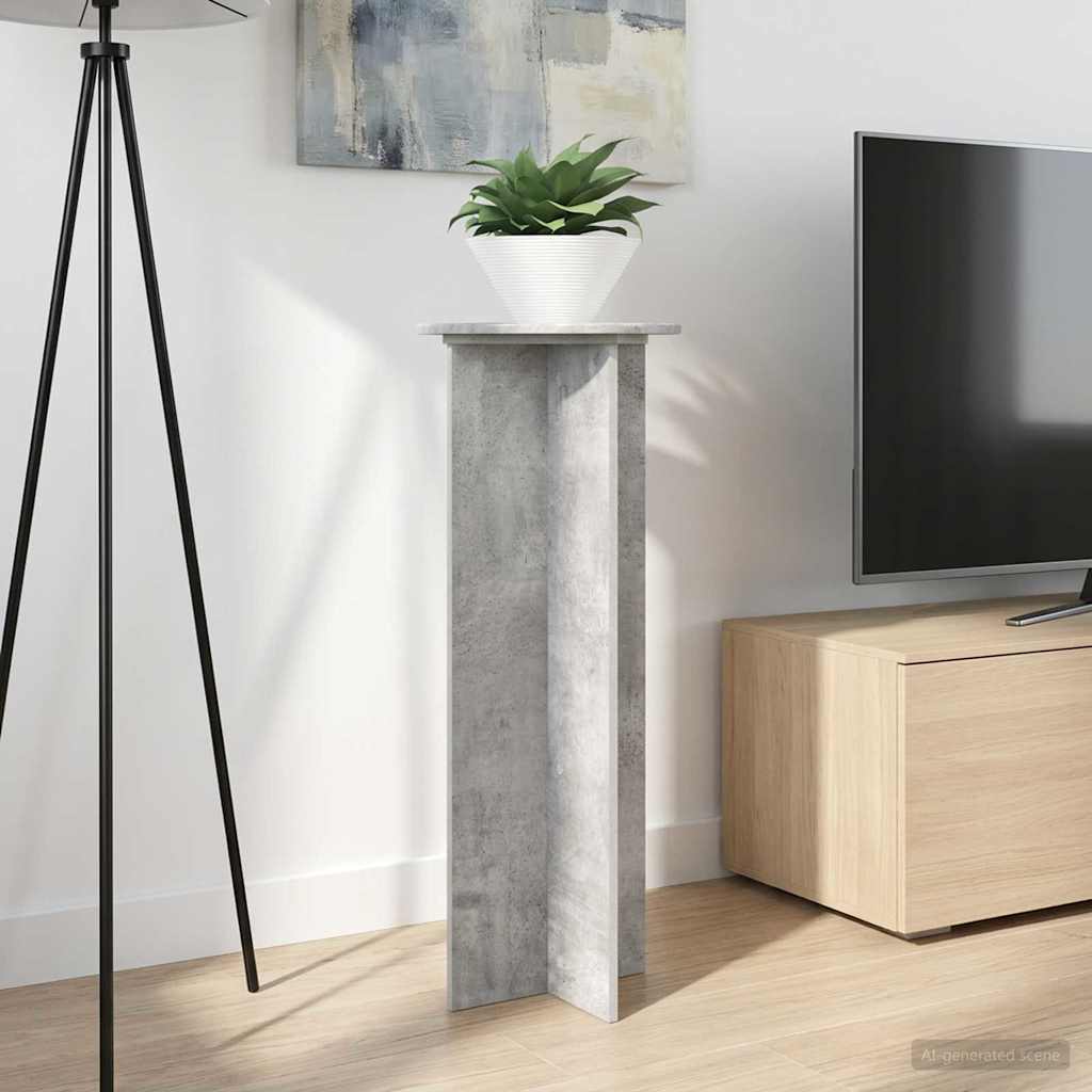 Plantenstandaard 2 pcs Betongrijs Ø40 x 100 cm Bewerkt hout image 1