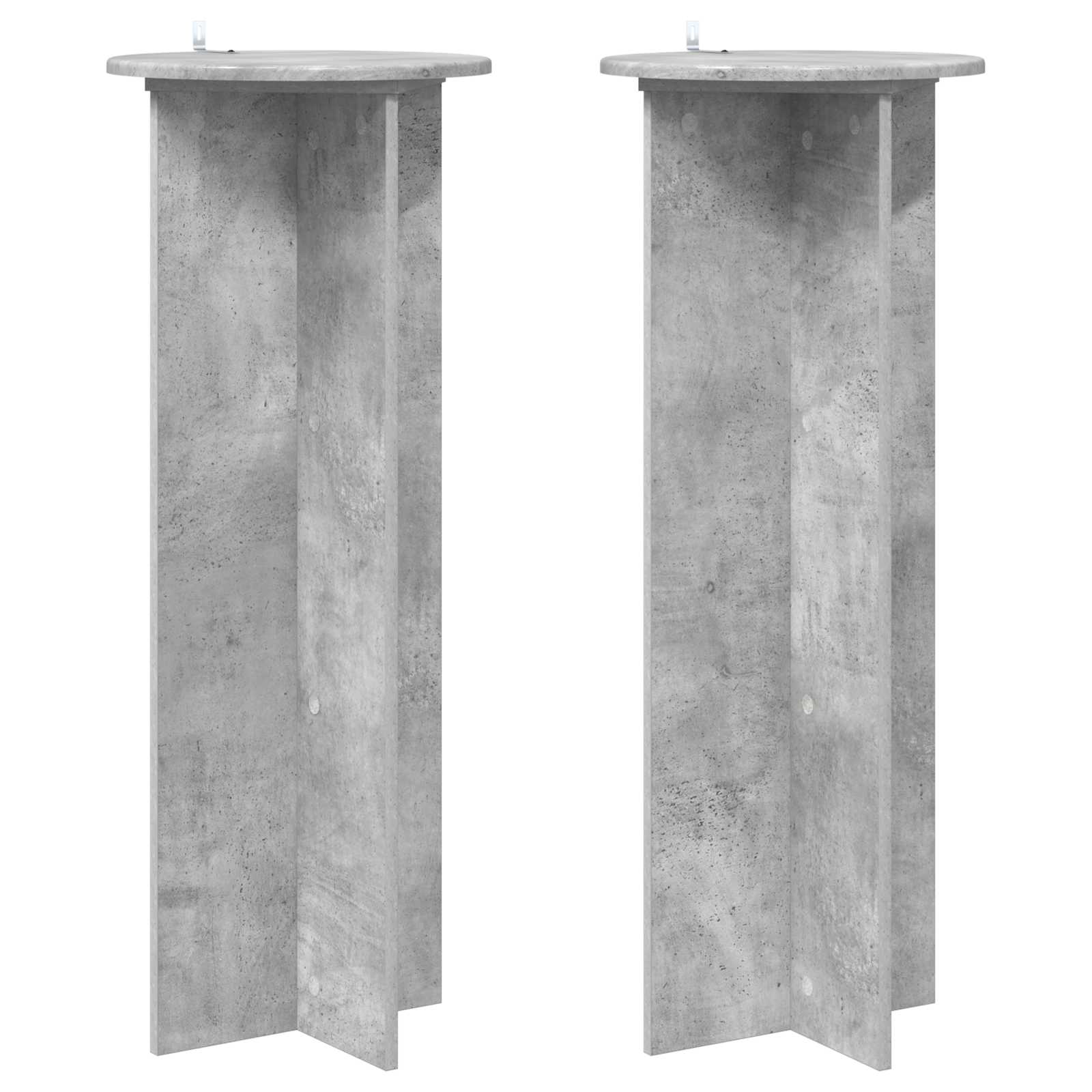 Plantenstandaard 2 pcs Betongrijs Ø40 x 100 cm Bewerkt hout image 2