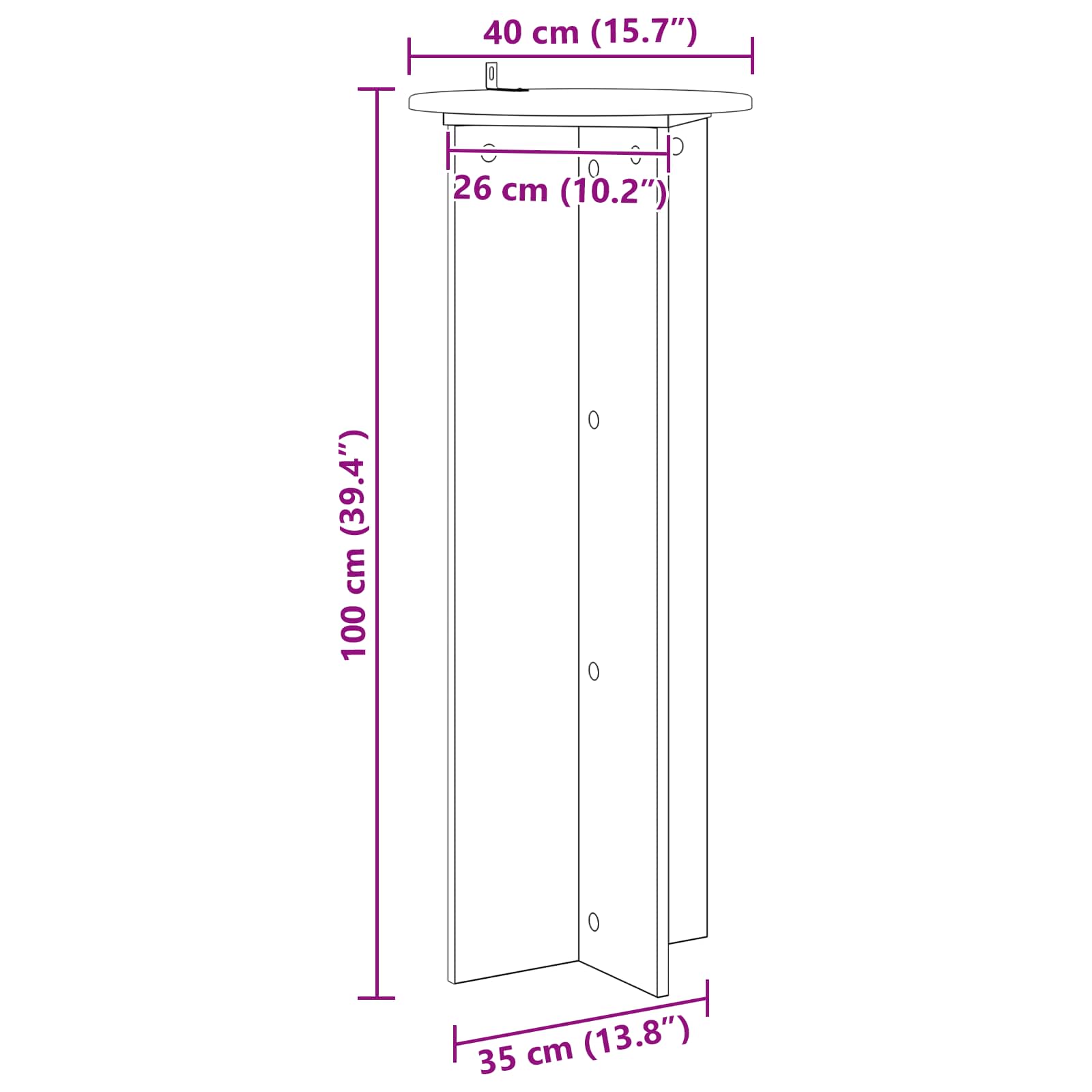 Plantenstandaard 2 pcs Hoogglans Wit Ø40 x 100 cm Bewerkt hout image 8