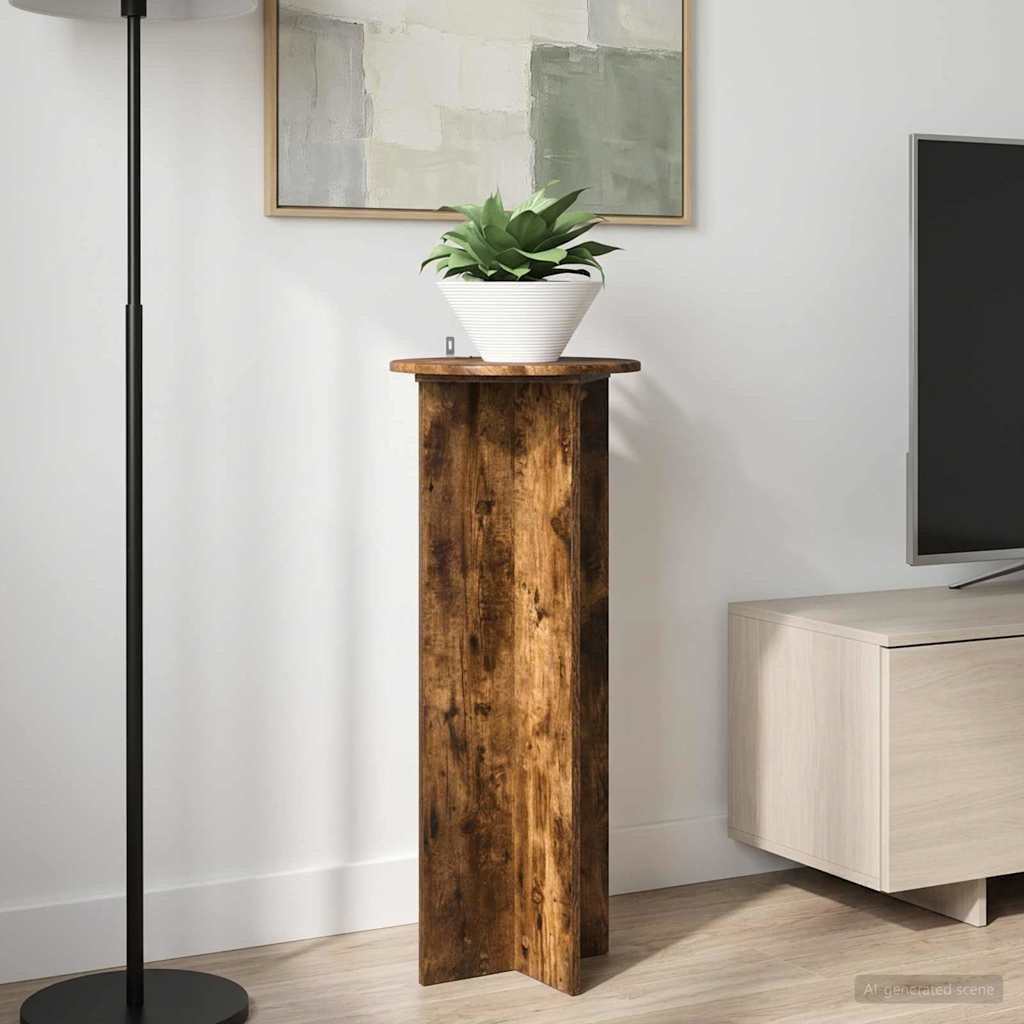 Plantenstandaard 2 pcs Gerookt eiken Ø40 x 100 cm Bewerkt hout image 1