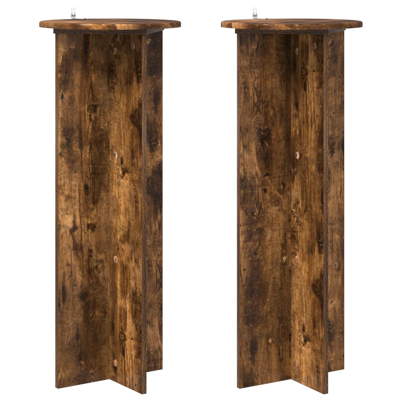 Plantenstandaard 2 pcs Gerookt eiken Ø40 x 100 cm Bewerkt hout image 2