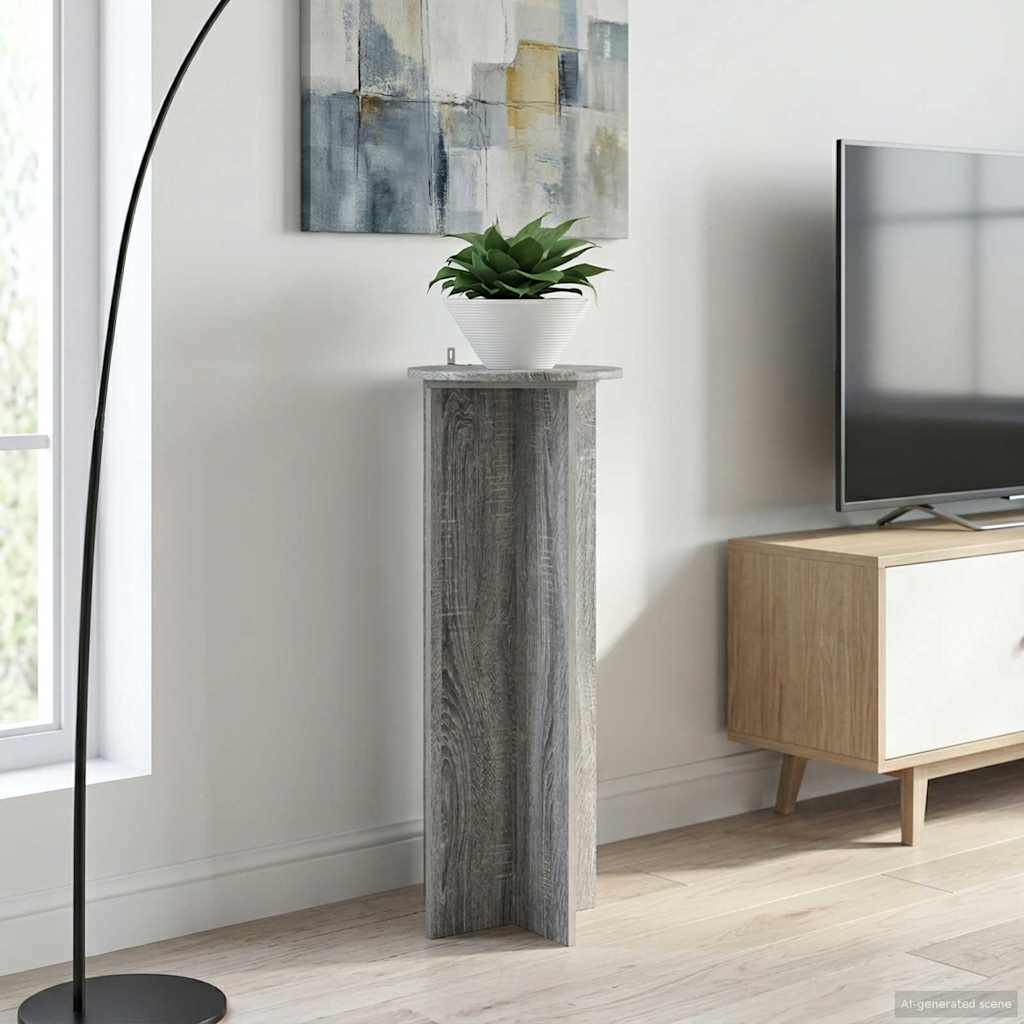 Plantenstandaard 2 pcs Grijs sonoma Ø40 x 100 cm Bewerkt hout image 1