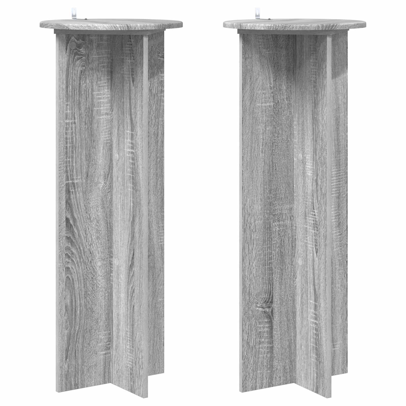 Plantenstandaard 2 pcs Grijs sonoma Ø40 x 100 cm Bewerkt hout image 2