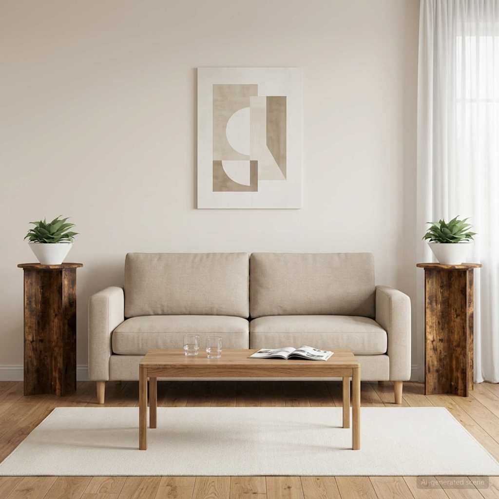 Stojan na rostliny 2 pcs Kouřový dub 40 x 40 x 80 cm
