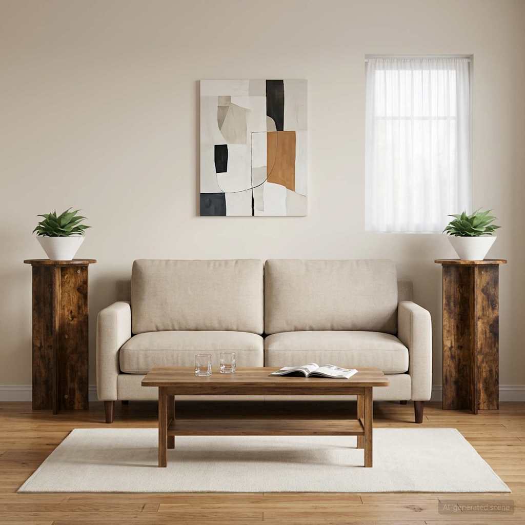 Stojan na rostliny 2 pcs Kouřový dub 40 x 40 x 80 cm