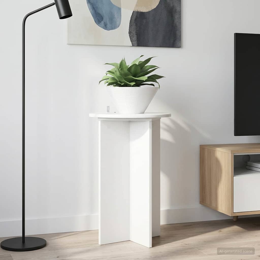 Plantenstandaard 2 pcs Hoogglans Wit Ø40 x 60 cm Bewerkt hout image 1