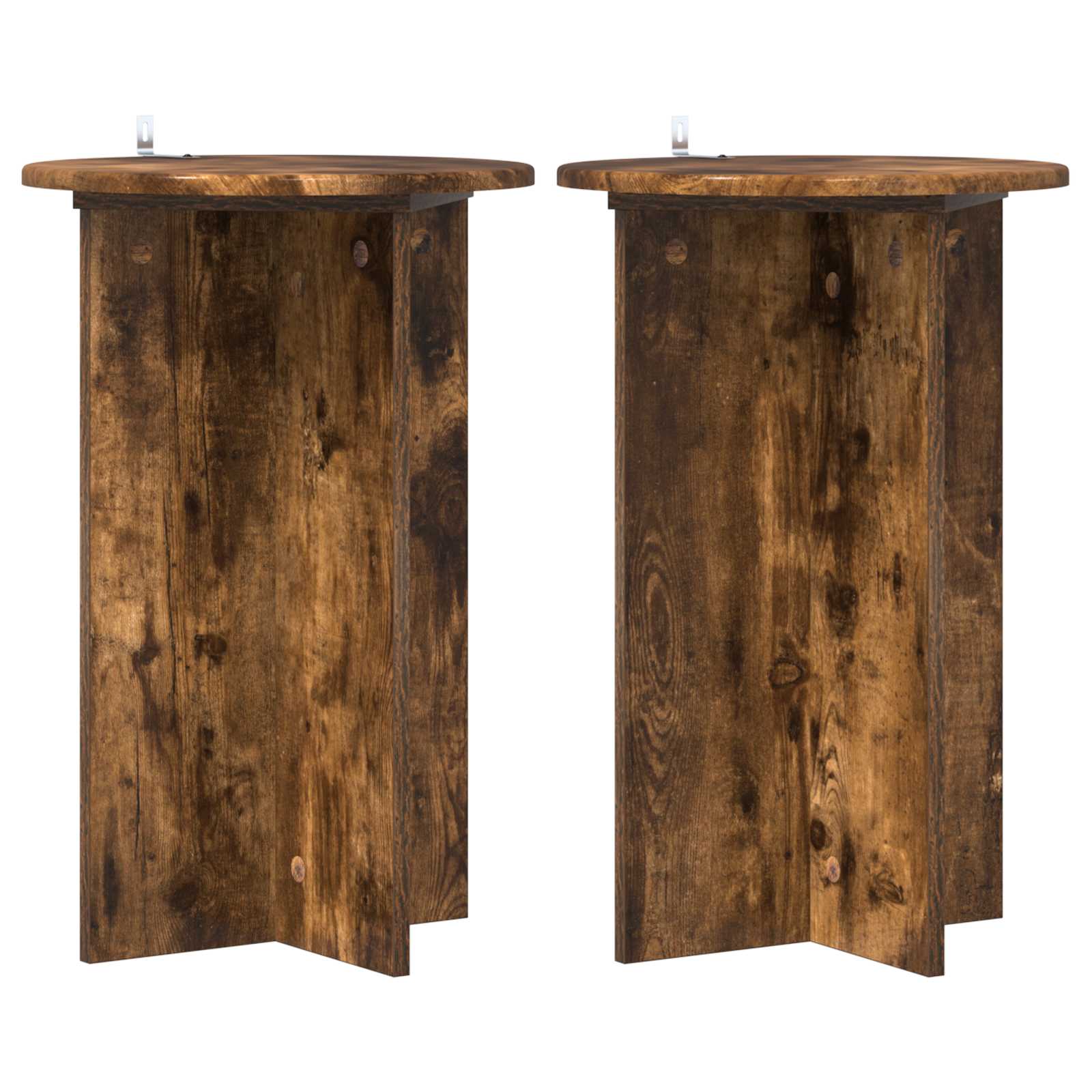 Plantenstandaard 2 pcs Gerookt eiken Ø40 x 60 cm Bewerkt hout image 1