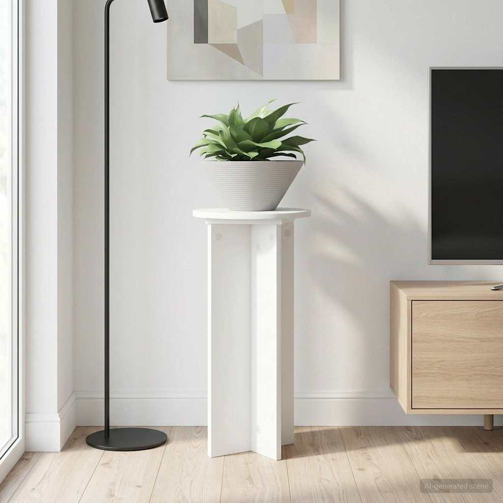 Plantenstandaard 2 pcs Wit Ø29,5 x 60 cm Bewerkt hout image 1