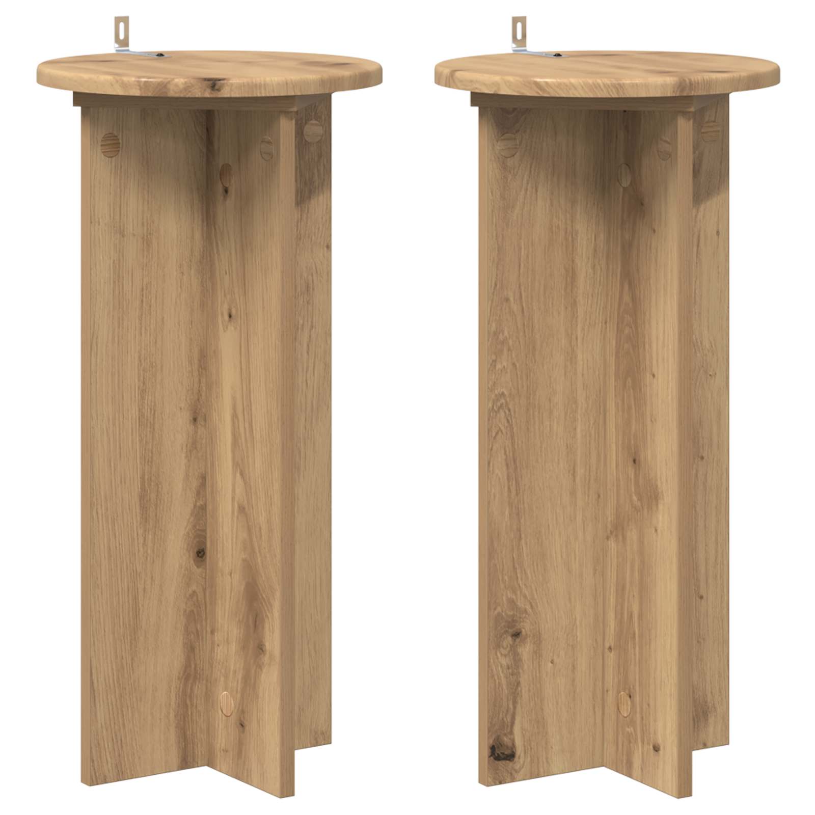 Plantenstandaard 2 pcs Artisanaal eiken 29,5 x 29,5 x 60 cm image 1